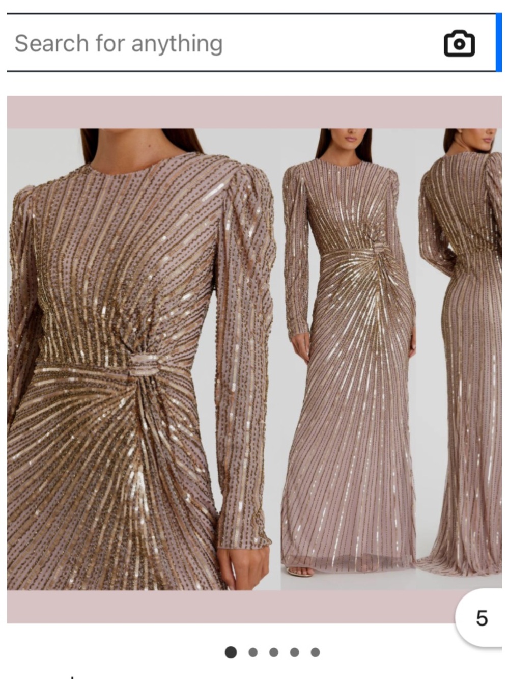 Mac Duggal Rose Gold Sequin Puff Sleeve Side Knot Gown